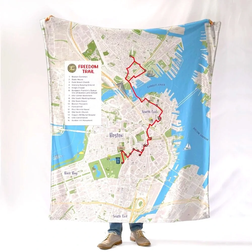 NEW without TAGS Plush Freedom Trail (Boston, MA) Map Blanket